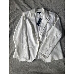 Lane Bryant White Double Weave Stretch Blazer Career Office Jacket 16 Chic